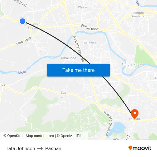 Tata Johnson to Pashan map