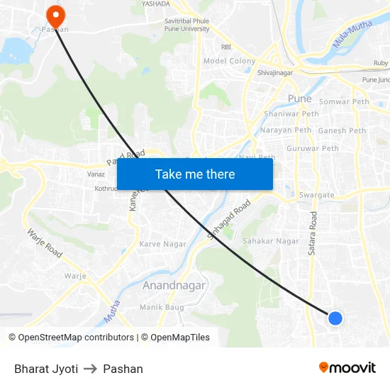 Bharat Jyoti to Pashan map