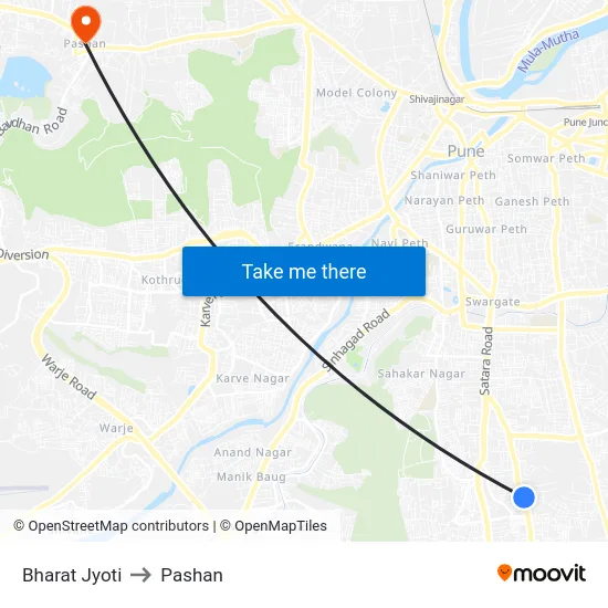 Bharat Jyoti to Pashan map
