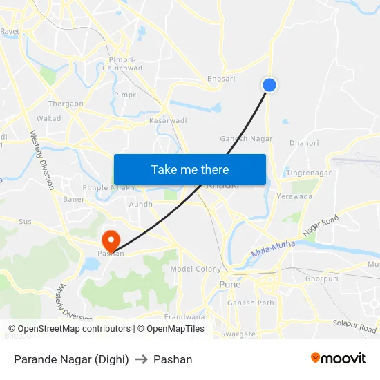 Parande Nagar (Dighi) to Pashan map