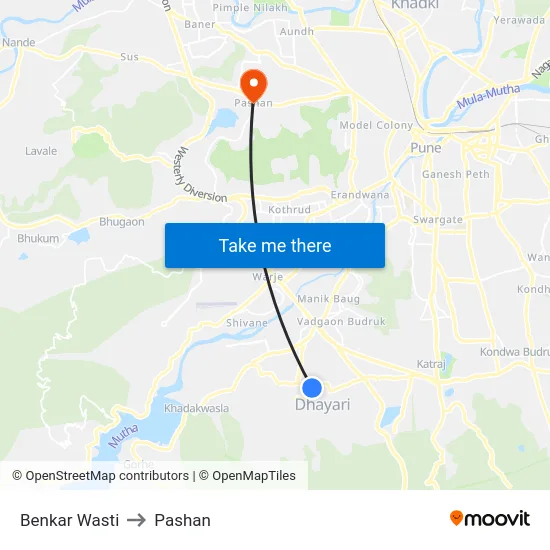 Benkar Wasti to Pashan map