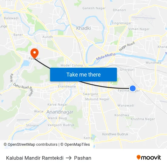 Kalubai Mandir Ramtekdi to Pashan map