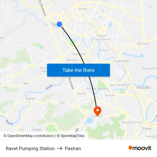 Ravet Pumping Station to Pashan map