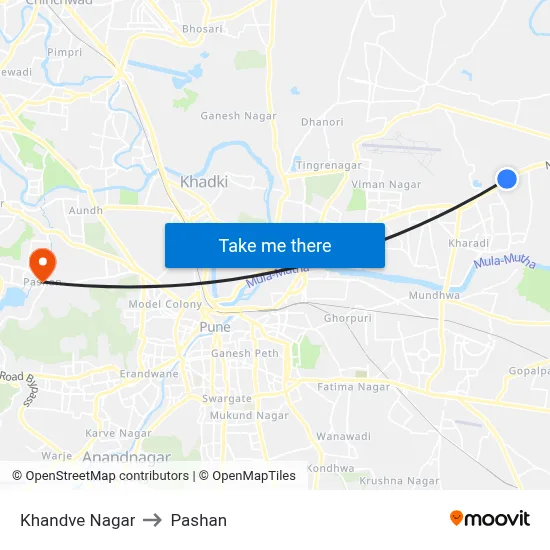 Khandve Nagar to Pashan map