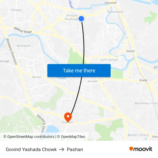 Govind Yashada Chowk to Pashan map
