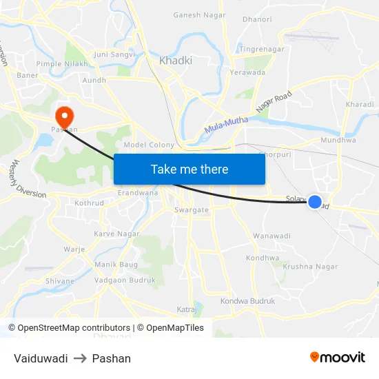Vaiduwadi to Pashan map