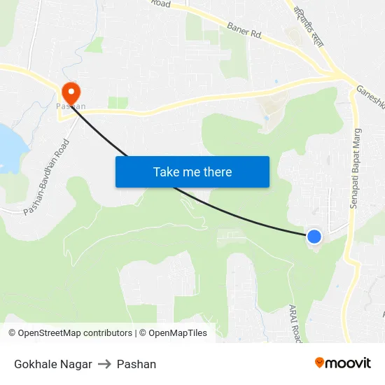 Gokhale Nagar to Pashan map