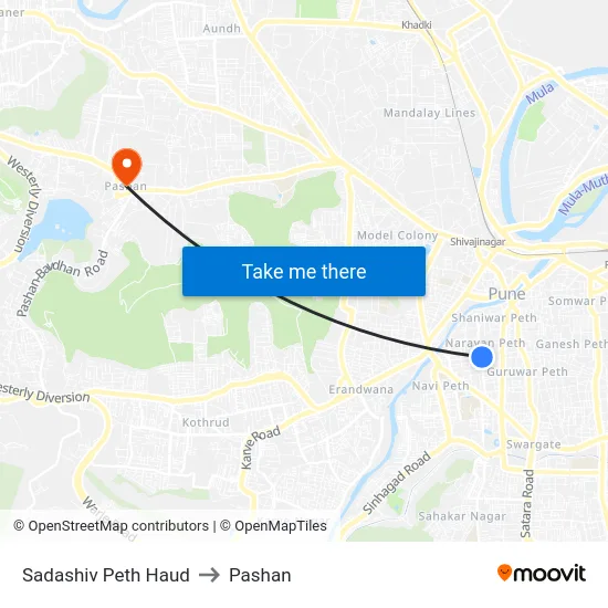Sadashiv Peth Haud to Pashan map