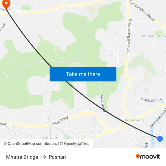 Mhatre Bridge to Pashan map