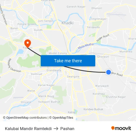 Kalubai Mandir Ramtekdi to Pashan map