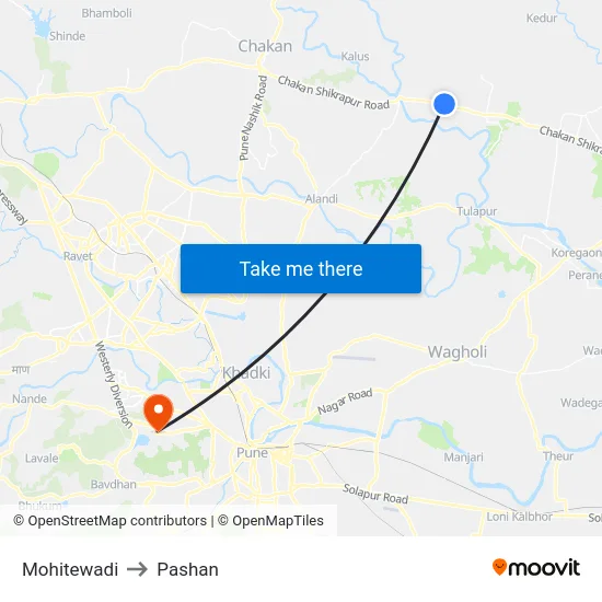 Mohitewadi to Pashan map