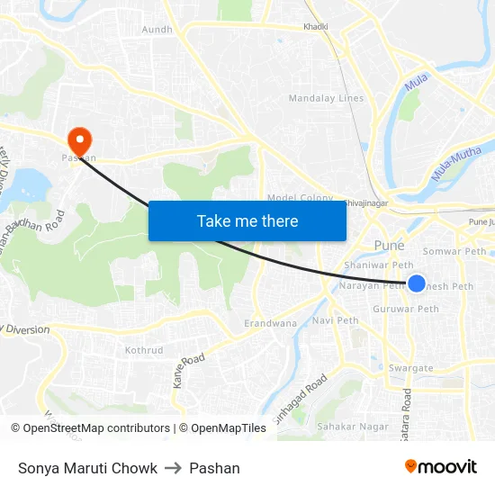 Sonya Maruti Chowk to Pashan map