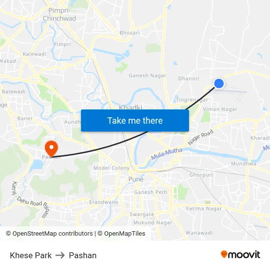 Khese Park to Pashan map