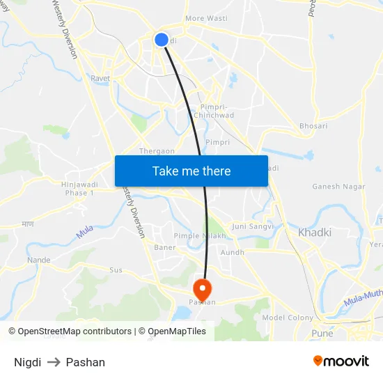 Nigdi to Pashan map