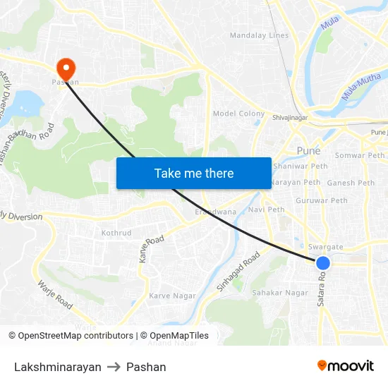 Lakshminarayan to Pashan map