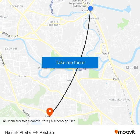 Nashik Phata to Pashan map