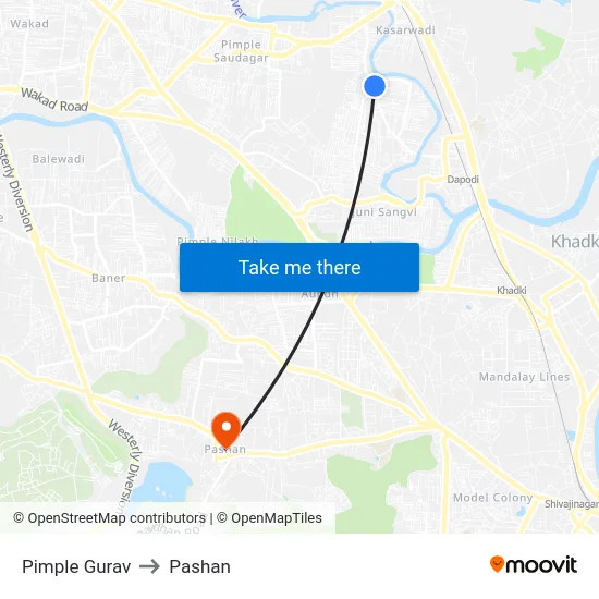 Pimple Gurav to Pashan map