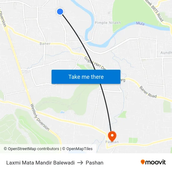 Laxmi Mata Mandir Balewadi to Pashan map