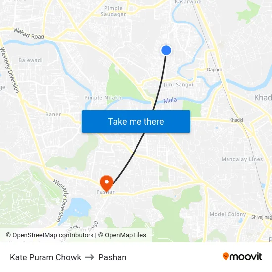 Kate Puram Chowk to Pashan map