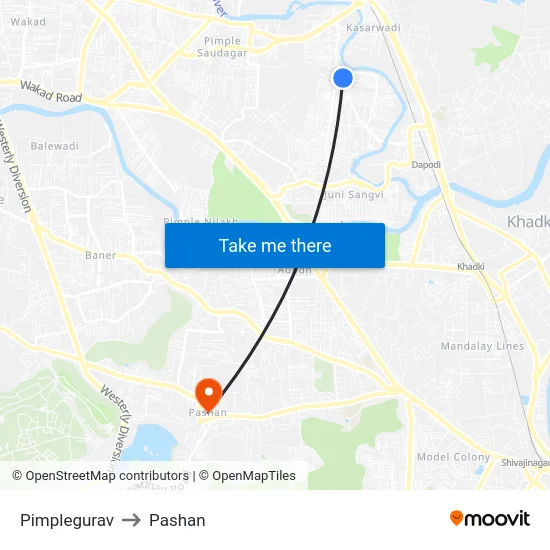 Pimplegurav to Pashan map
