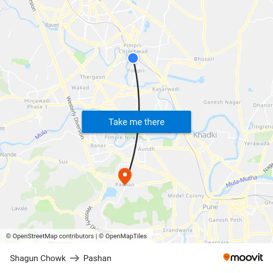 Shagun Chowk to Pashan map