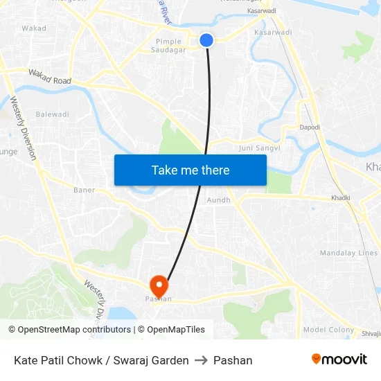 Kate Patil Chowk / Swaraj Garden to Pashan map