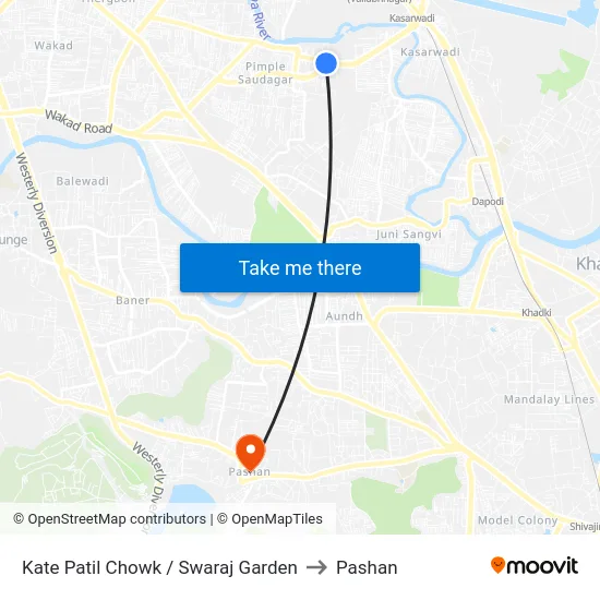 Kate Patil Chowk / Swaraj Garden to Pashan map