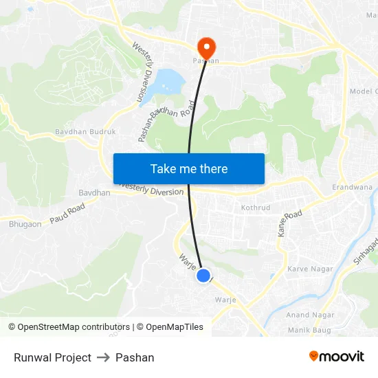 Runwal Project to Pashan map