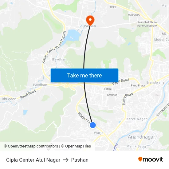 Cipla Center Atul Nagar to Pashan map