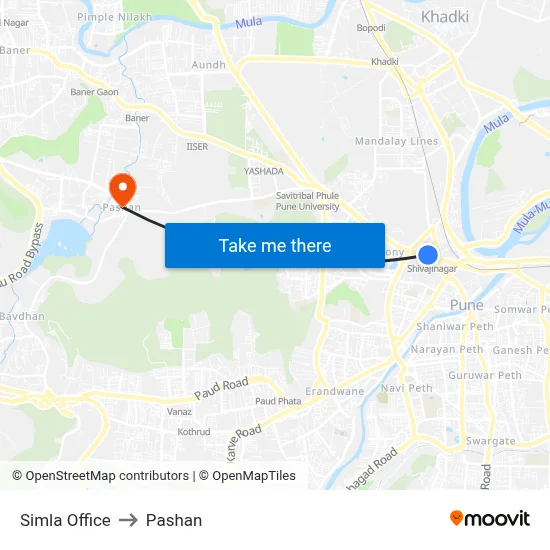 Simla Office to Pashan map