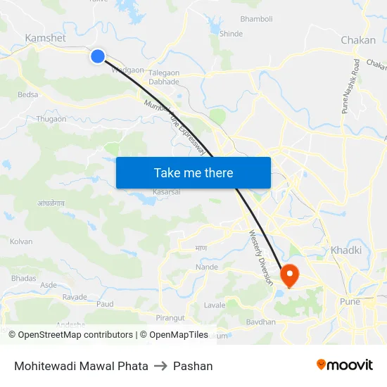 Mohitewadi Mawal Phata to Pashan map
