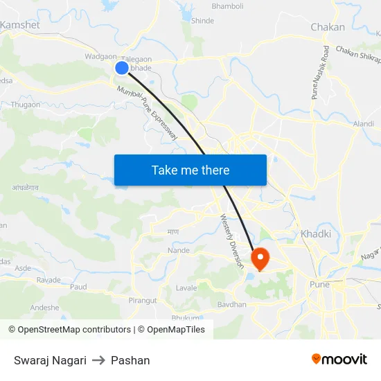 Swaraj Nagari to Pashan map