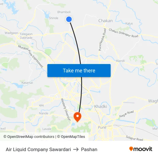 Air Liquid Company Sawardari to Pashan map