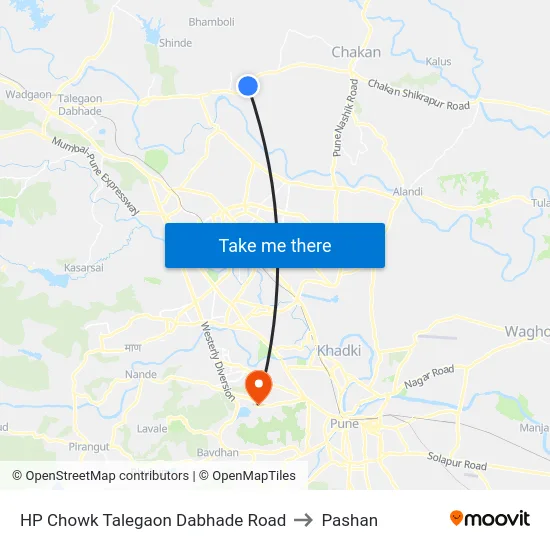 HP Chowk Talegaon Dabhade Road to Pashan map
