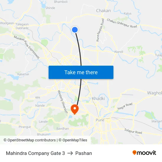 Mahindra Company Gate 3 to Pashan map
