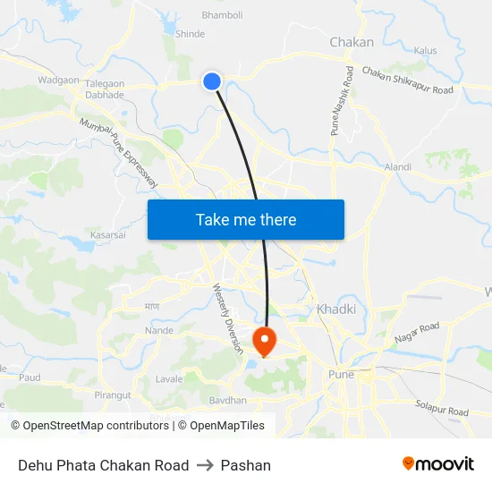 Dehu Phata Chakan Road to Pashan map