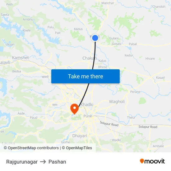 Rajgurunagar to Pashan map