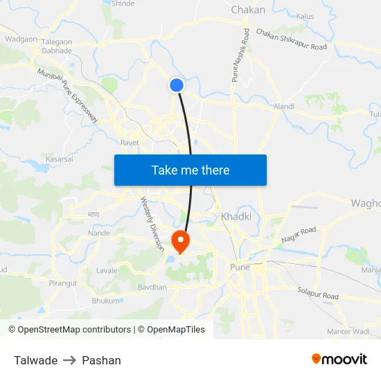 Talwade to Pashan map