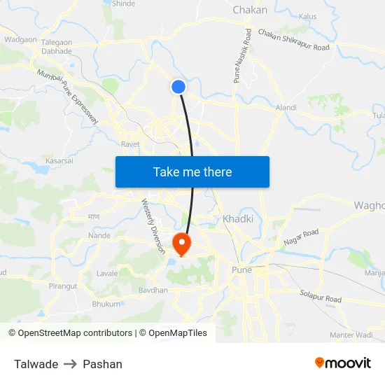 Talwade to Pashan map