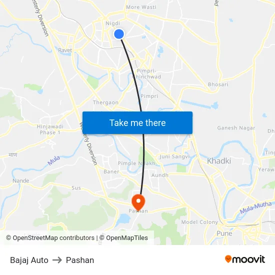 Bajaj Auto to Pashan map