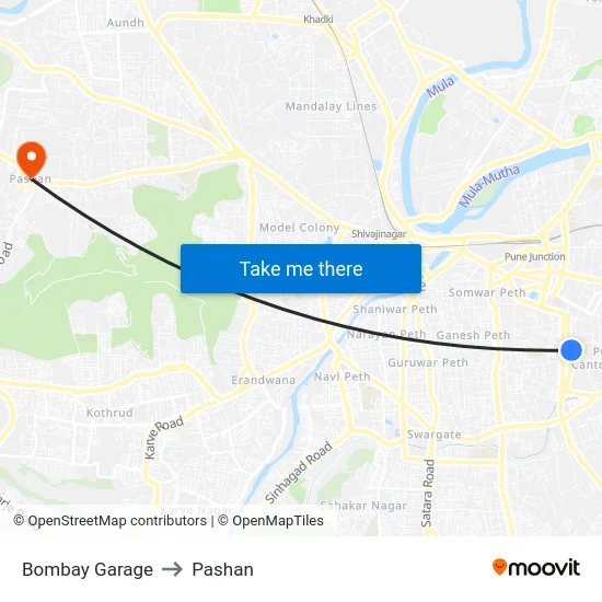 Bombay Garage to Pashan map
