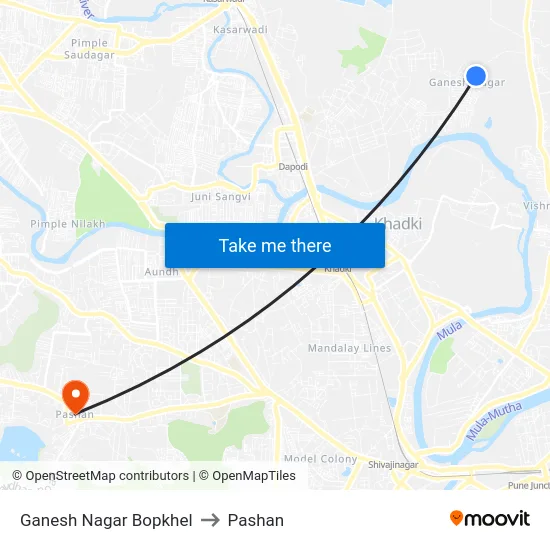 Ganesh Nagar Bopkhel to Pashan map