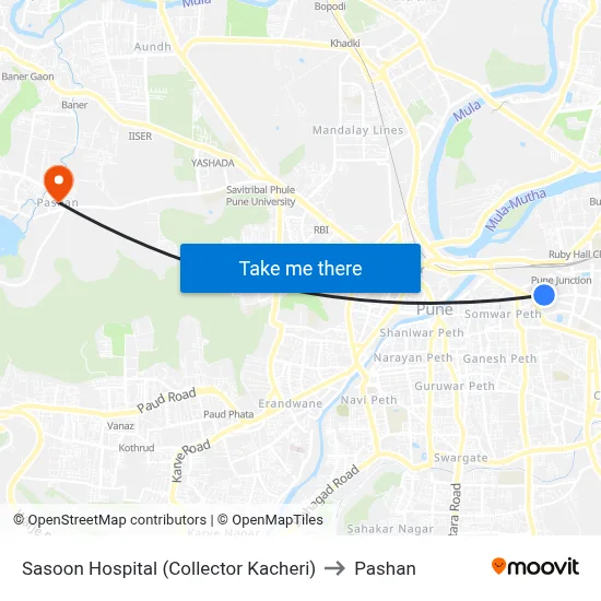 Sasoon Hospital (Collector Kacheri) to Pashan map