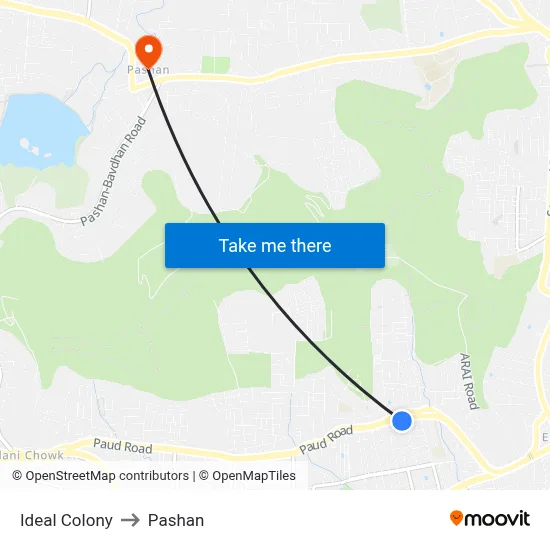 Ideal Colony to Pashan map
