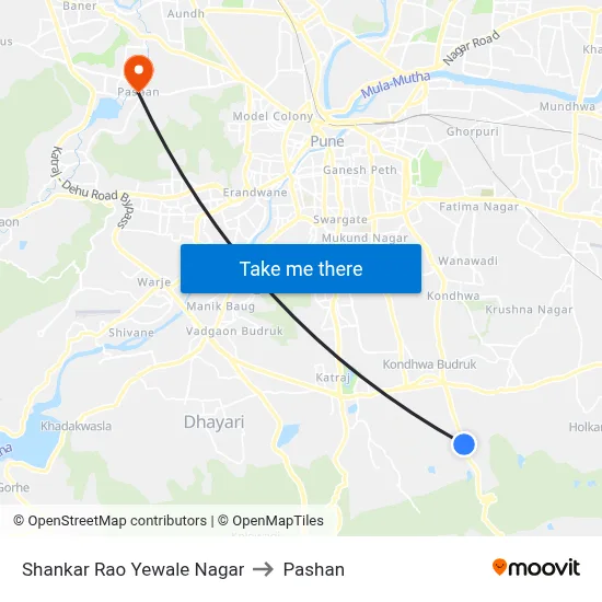Shankar Rao Yewale Nagar to Pashan map