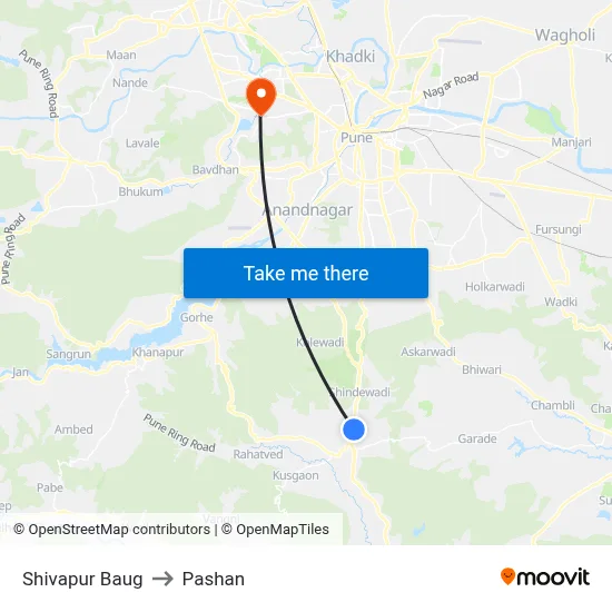 Shivapur Baug to Pashan map