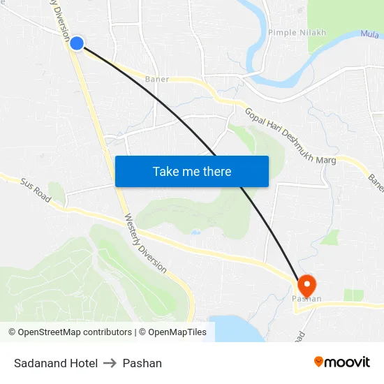 Sadanand Hotel to Pashan map
