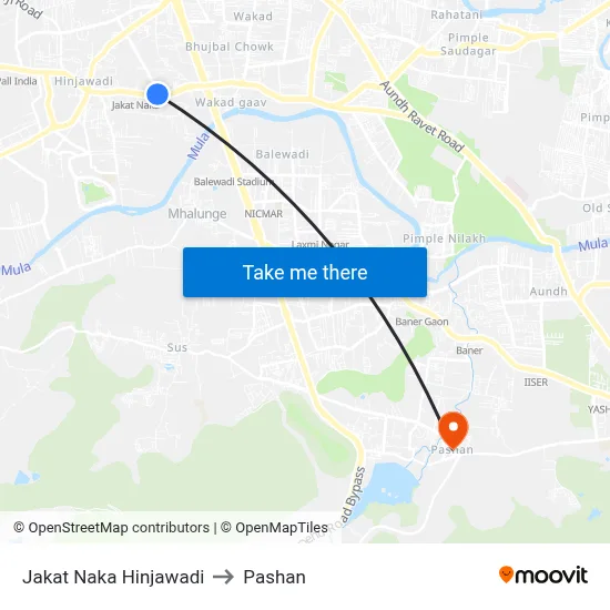 Jakat Naka Hinjawadi to Pashan map