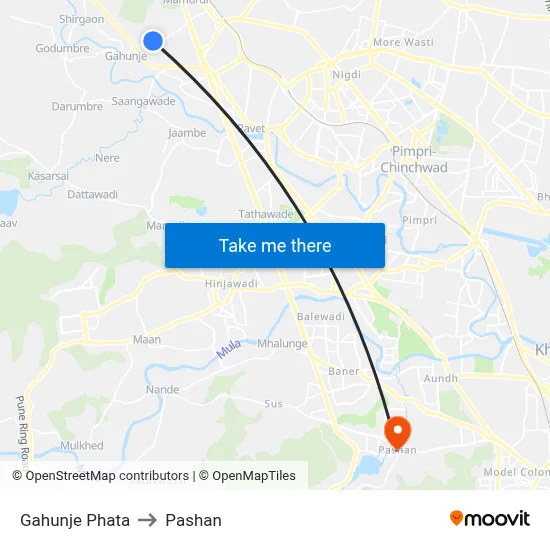 Gahunje Phata to Pashan map