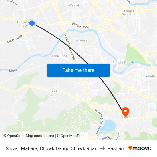Shivaji Maharaj Chowk Dange Chowk Road to Pashan map